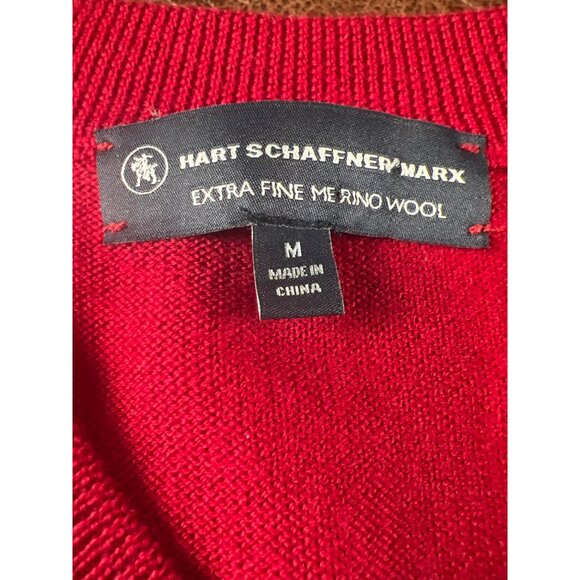Hart Schaffner Marx Mens Red V-Neck Sweater Vest M 100% Extra Fine Merino Wool - Picture 2 of 6